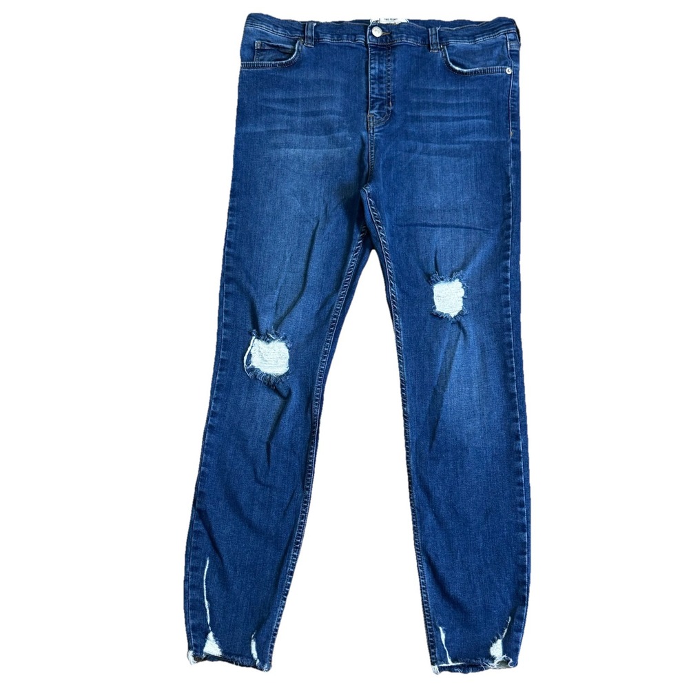 Free People Jeans‎ Womens 31 Skinny Raw Hem Frayed Ripped Boho Sharkbite Denim